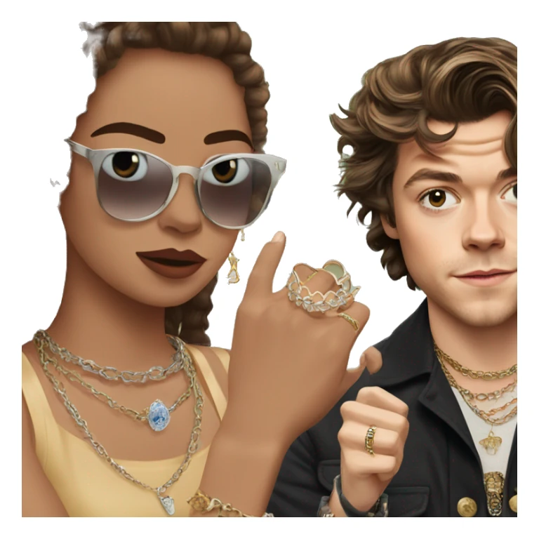 girl with jewelry outdoors with harry styles sticker