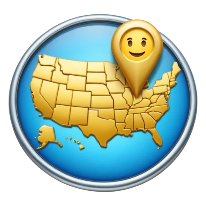 map pin with VIP letters, exclusive look, premium location, apple style emoji sticker