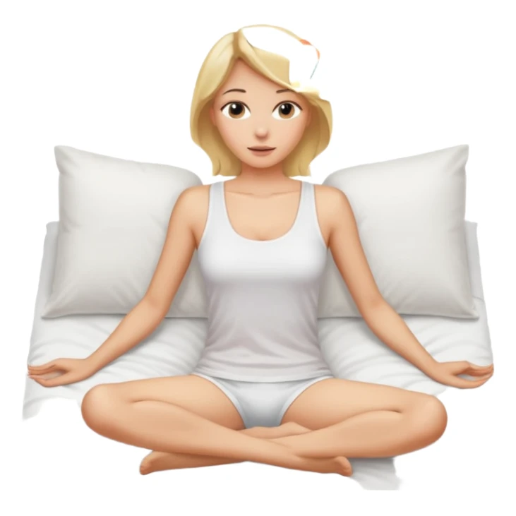 Naked woman, thin blonde, C Cup, lying in bed, open legs, frontal view sticker