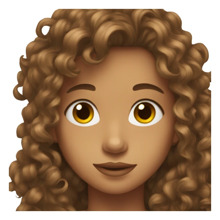 teen with curly long brown hairr and brown eyes sticker