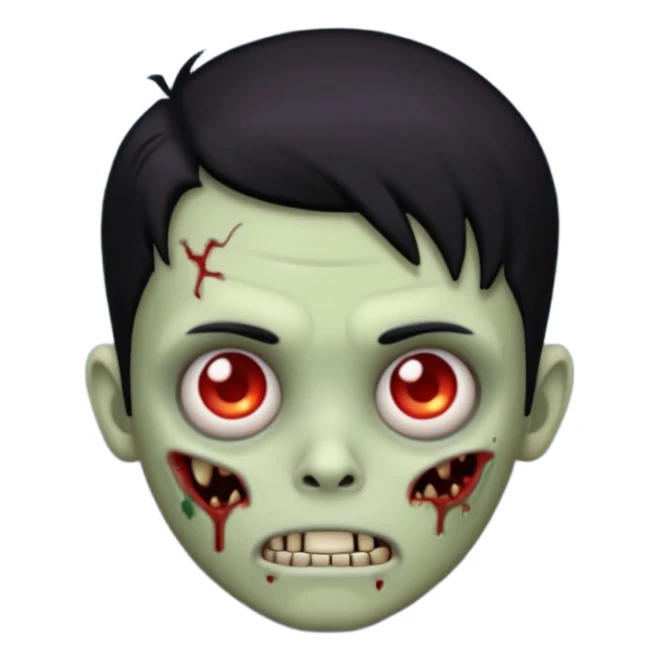cartoon zombie boy emoji with black background sticker