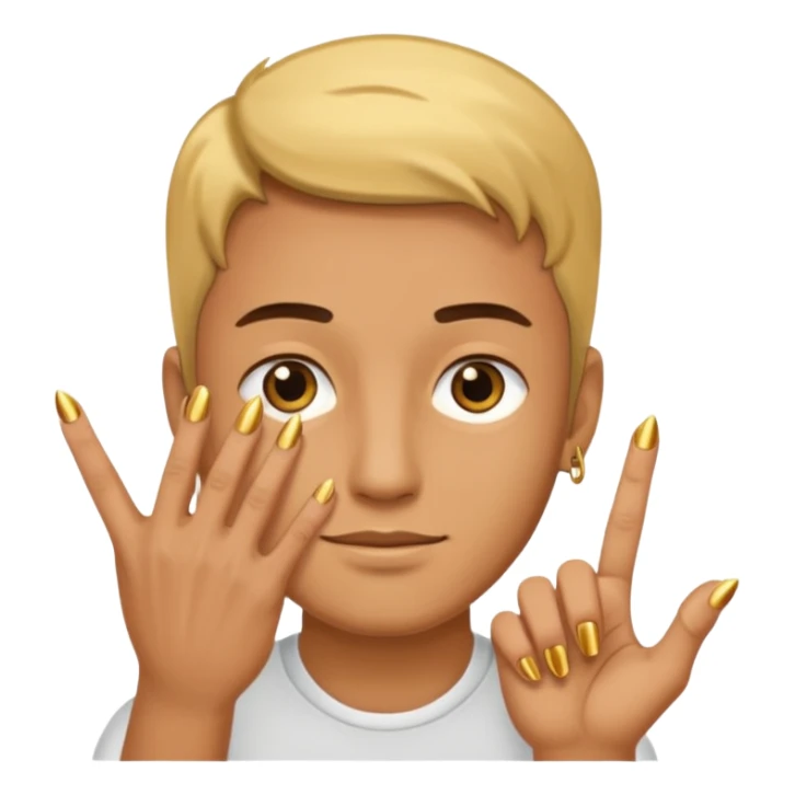 Man Tan skin hand with short gold nails sticker