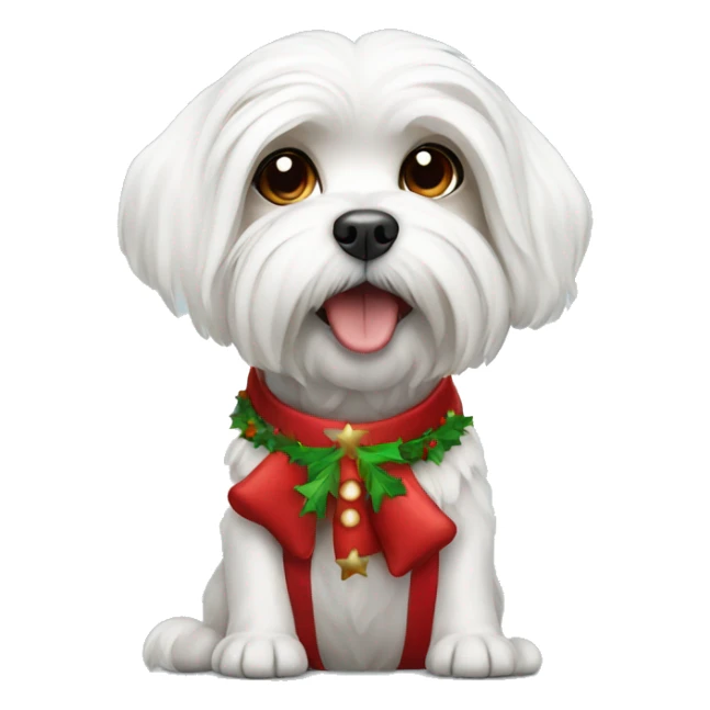 Maltese dog wearing christmas costume sticker