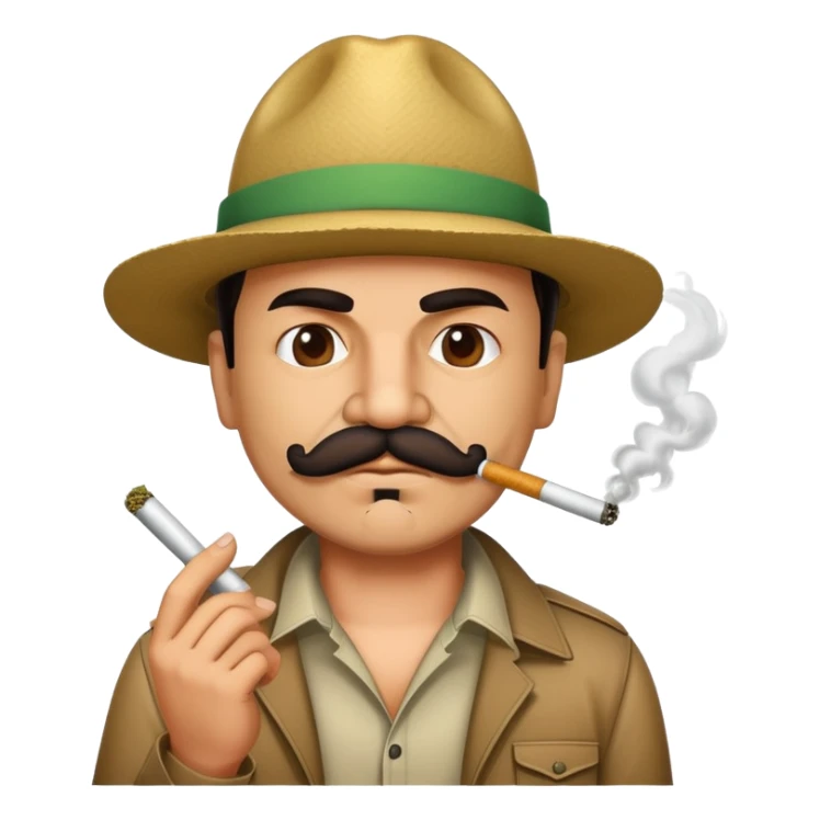 El Chapo gangster character with mustache smoking a marijuana joint sticker