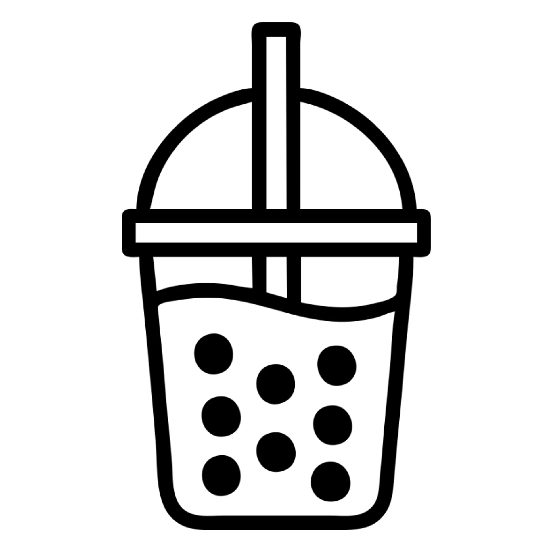 blue bubble tea in a cup with small stones, icon style sticker