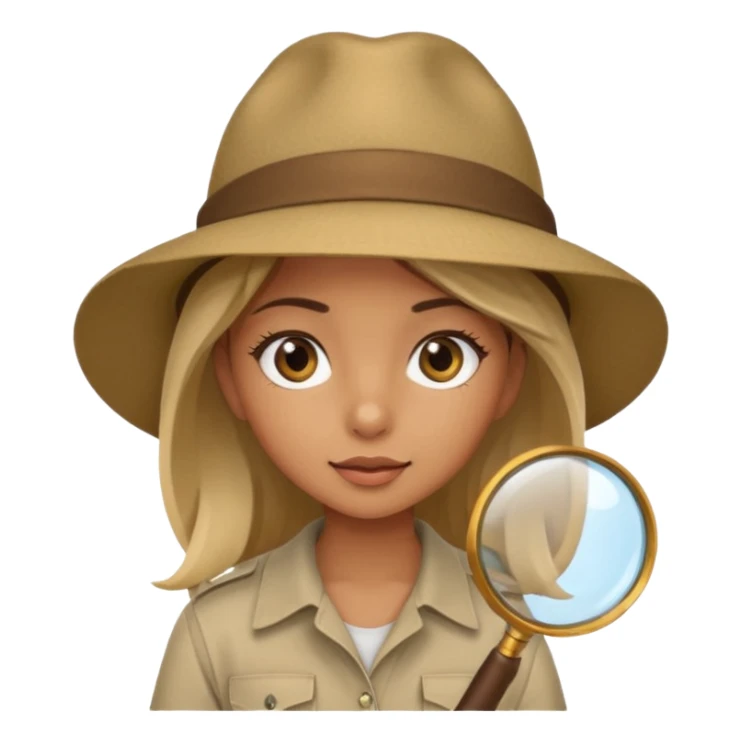 a girl with jungle and magnifying glass sticker