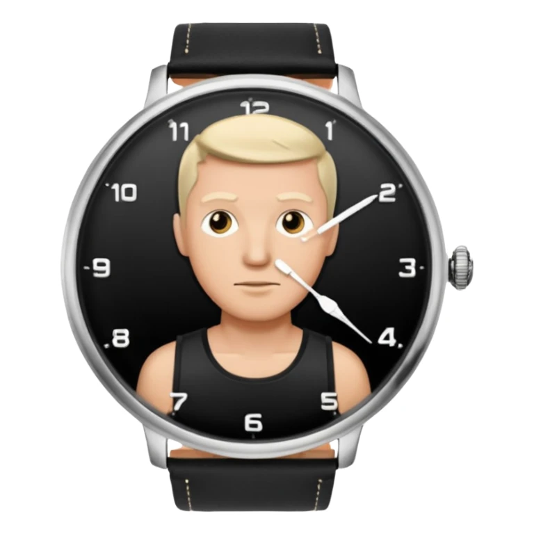 man wearing a black strap watch sticker