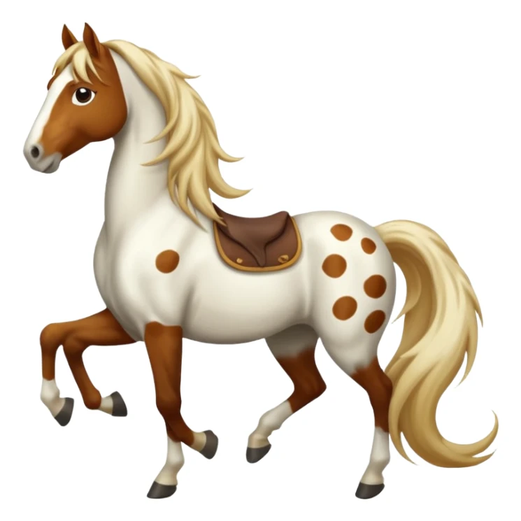 A horse in white with brown spots and a long mane sticker