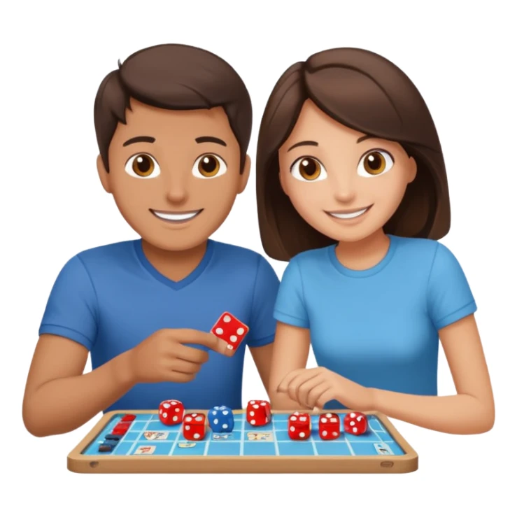 male and female brunette friends playing board game sticker