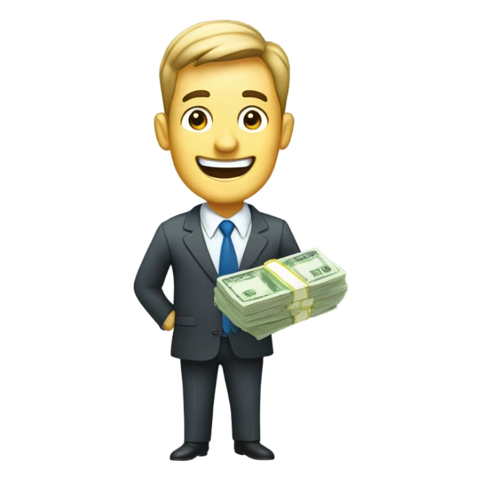 happy business man saving money bills sticker
