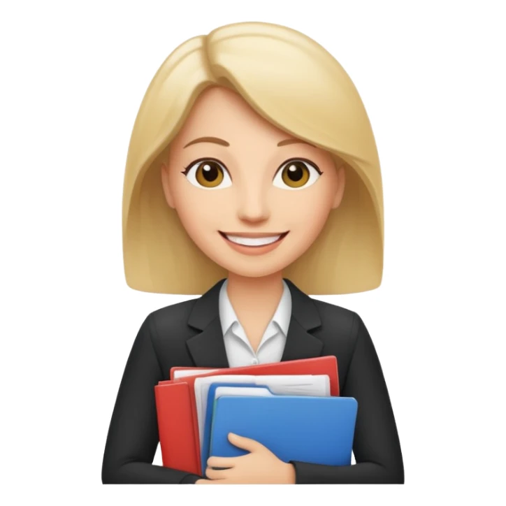 business woman with file folder and documents sticker