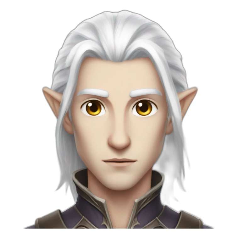 white hair pale elf male intimidating  sticker