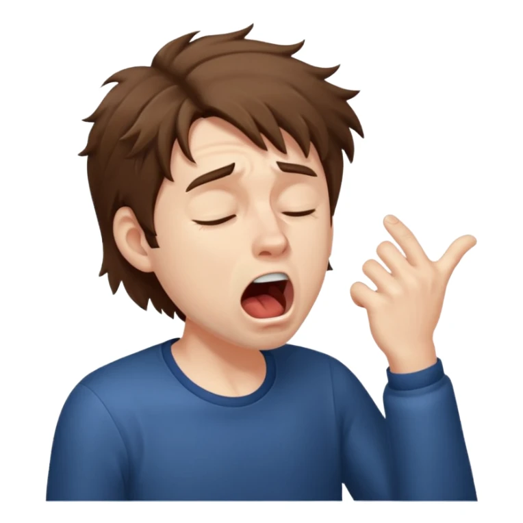 Weak man with disheveled hair yawning sticker