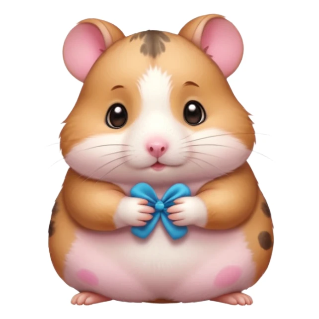 Cute chubby cartoon-style hamster with blushing pink spots, shy expression, as if looking at crush. Painterly shading, white background, sticker-style illustration sticker