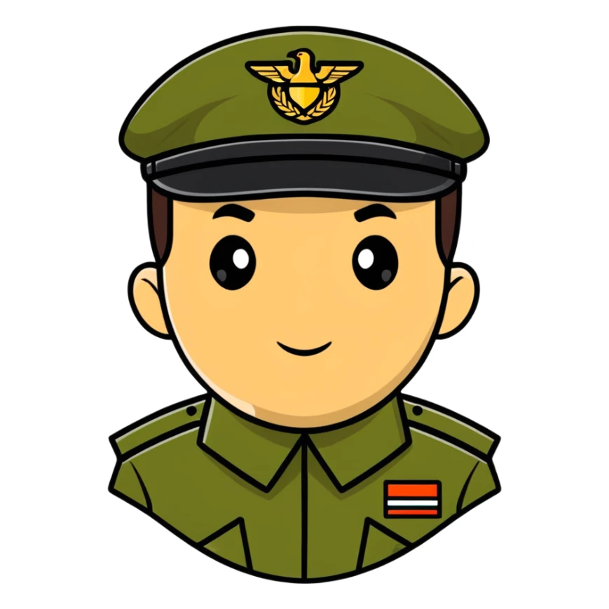 rear view of military personnel wearing a cap or hat sticker