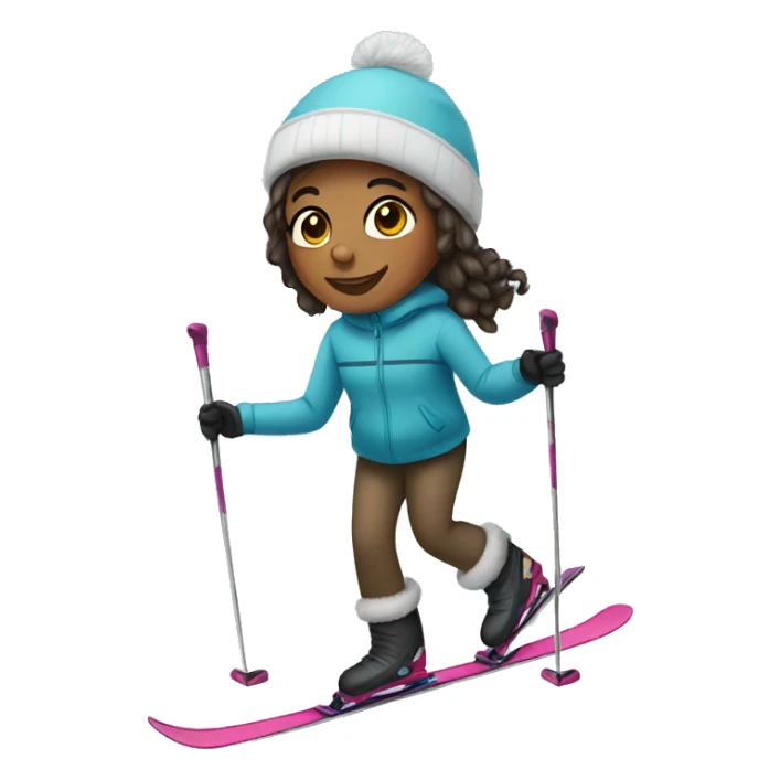 Girl with skis for feet sticker