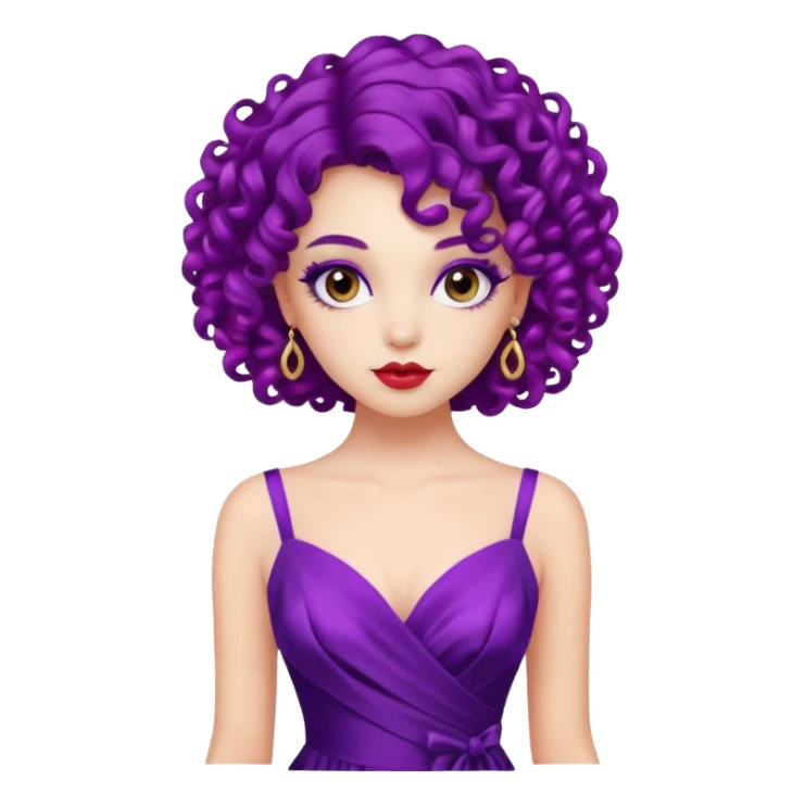 Fashion Model with Purple Curls, wearing red dress sticker