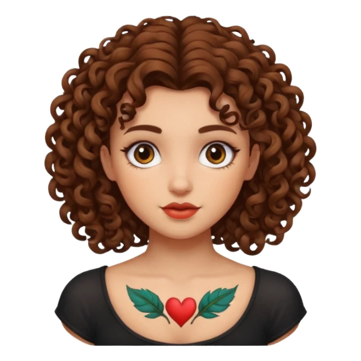 curley hair tattoo girl sticker