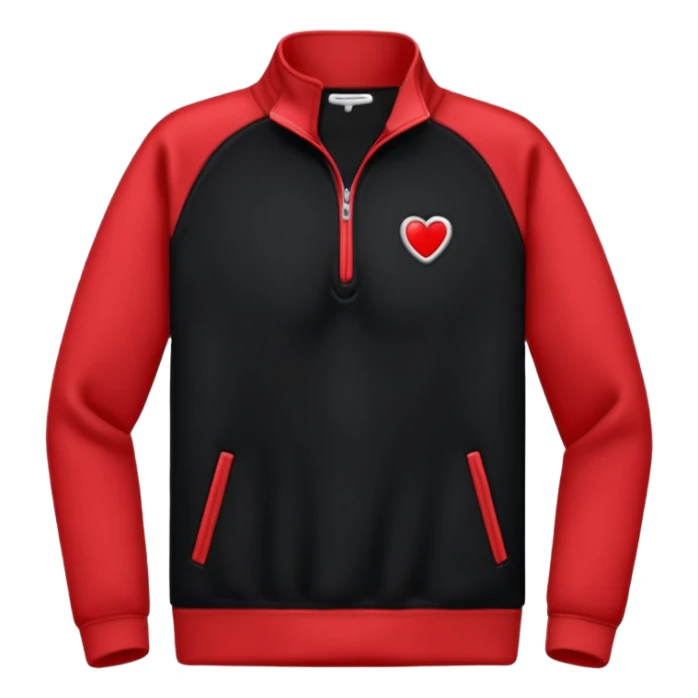 Quarter Zip Fleece Black red and white sticker