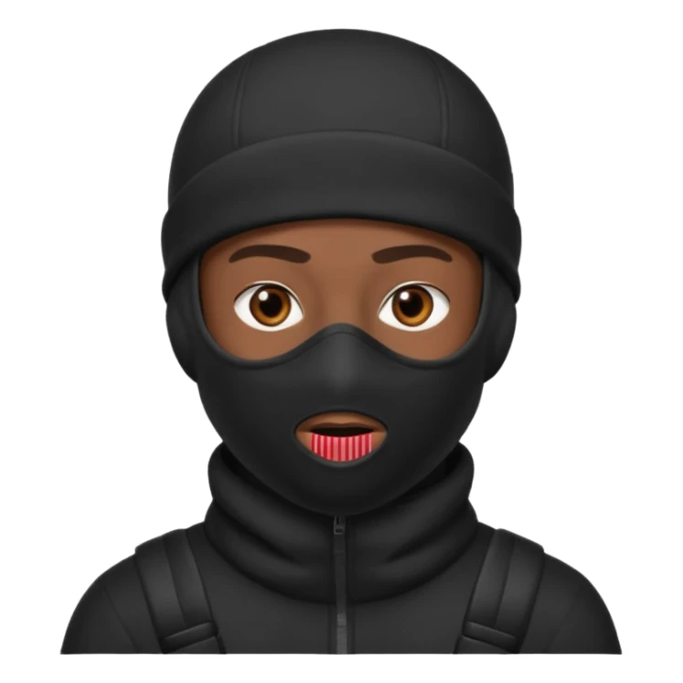 A black male in a ski mask sticker