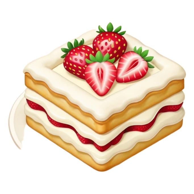 Strawberry custard cream pastry with vanilla sugar icing  sticker