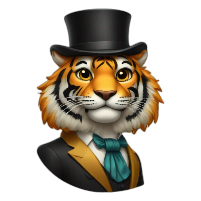 Tiger as a gentleman with tophat sticker