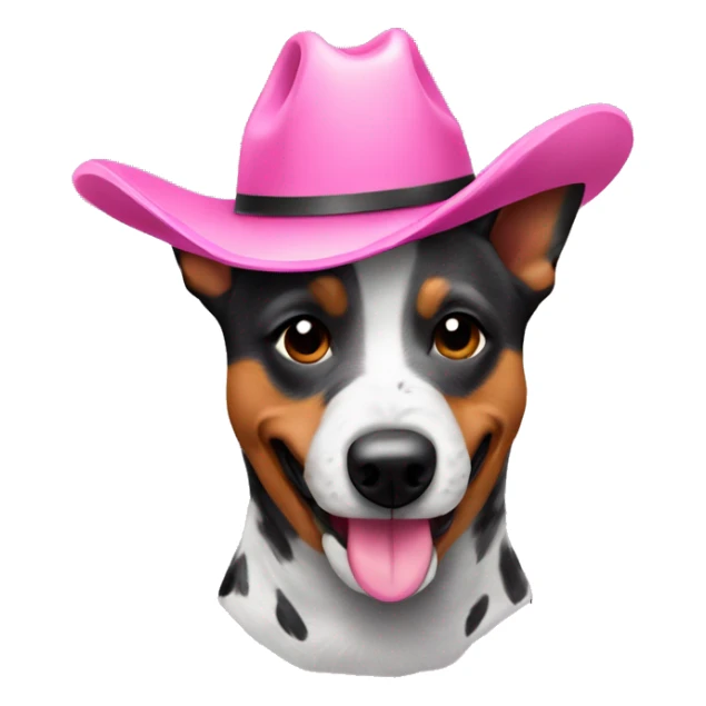 Cattle dog with pink cowboy hat  sticker