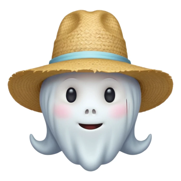 cute ghost farmer portrait, head and shoulders only, straw hat, round friendly face, soft pastel glow, harmless spirit vibe, 3D cartoon, mobile game icon style, clean background, no text, no watermark
 
 sticker