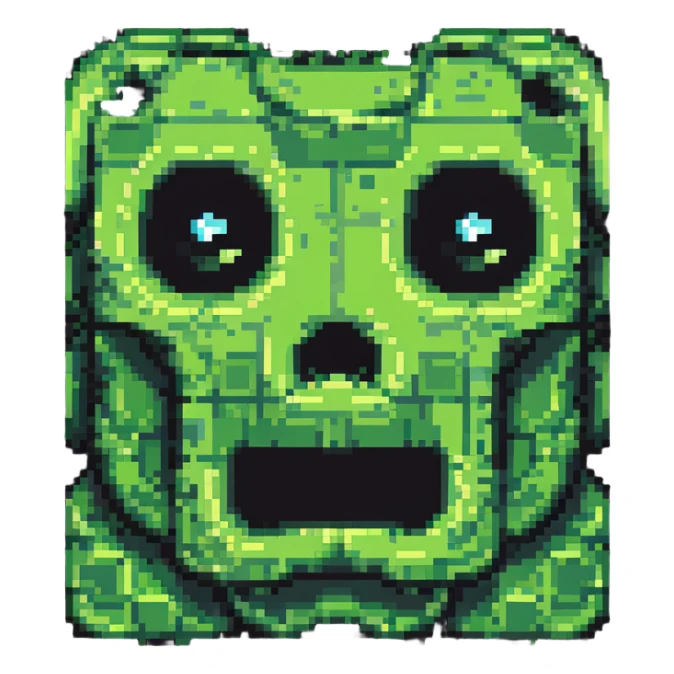 ultra-blocky minimal pixel art Minecraft creeper face with few large square pixels sticker