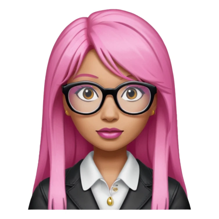 Rapper Nicki Minaj pink hair wear glasses sticker