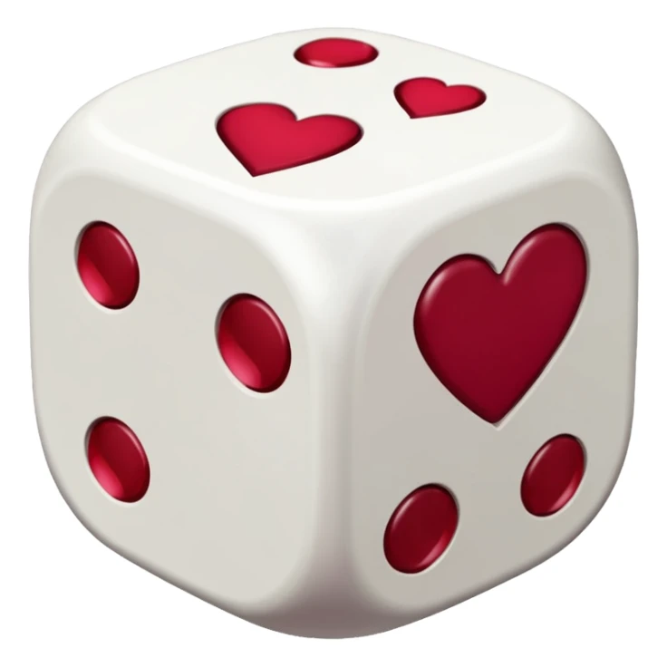 two dices in with burgundy red heart details sticker