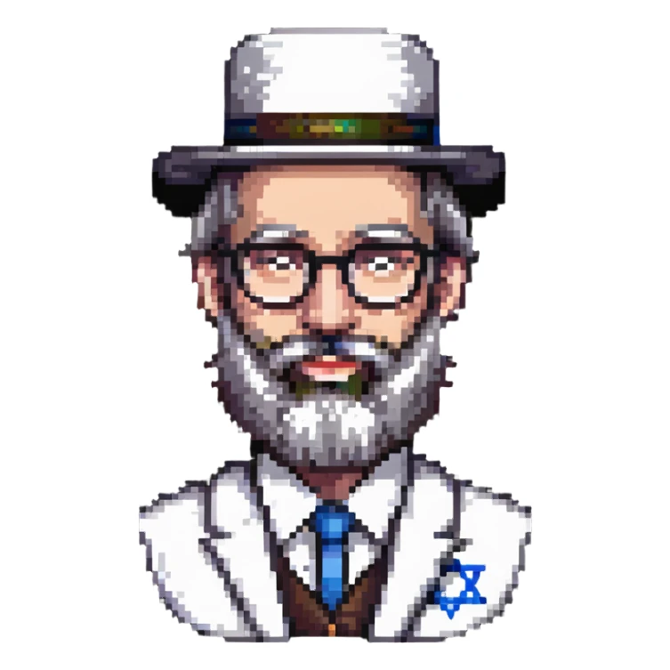 Jewish rabbi with beard, hat, and glasses sticker