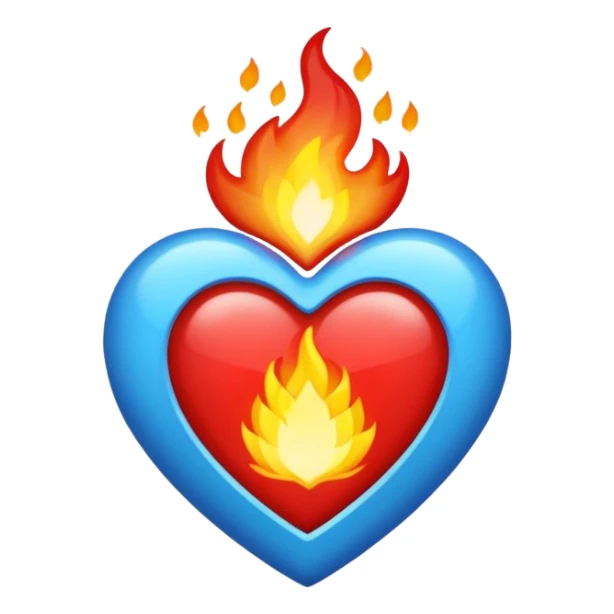 Hazme el corazón rojo con fuego azul sticker