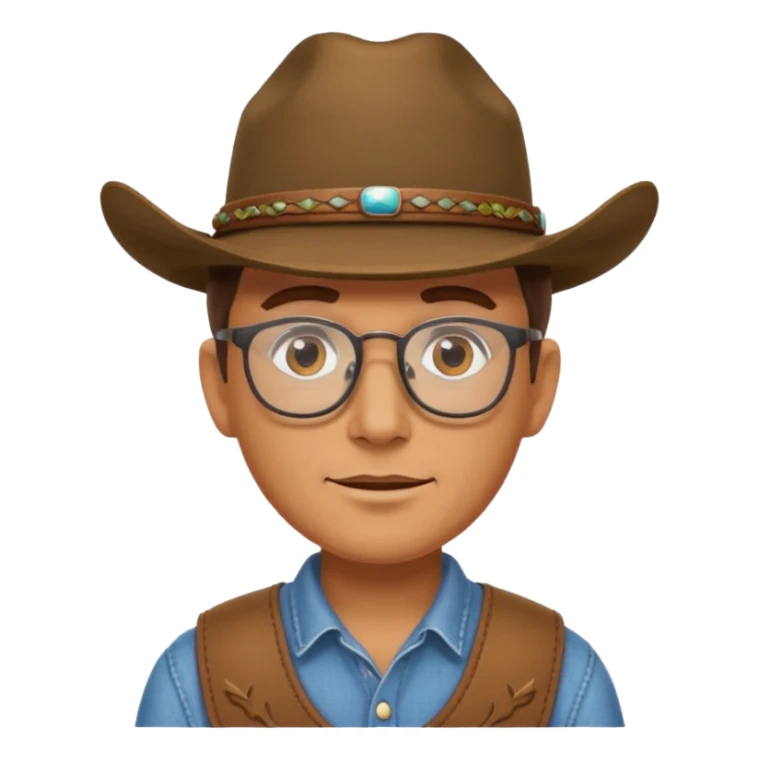 cow boy with eye glass sticker