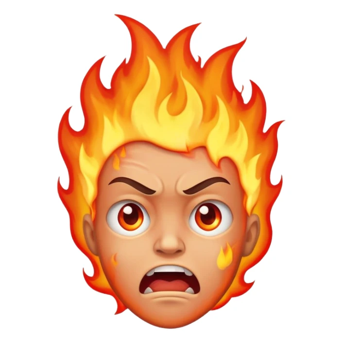 Scared face with top of head on fire sticker