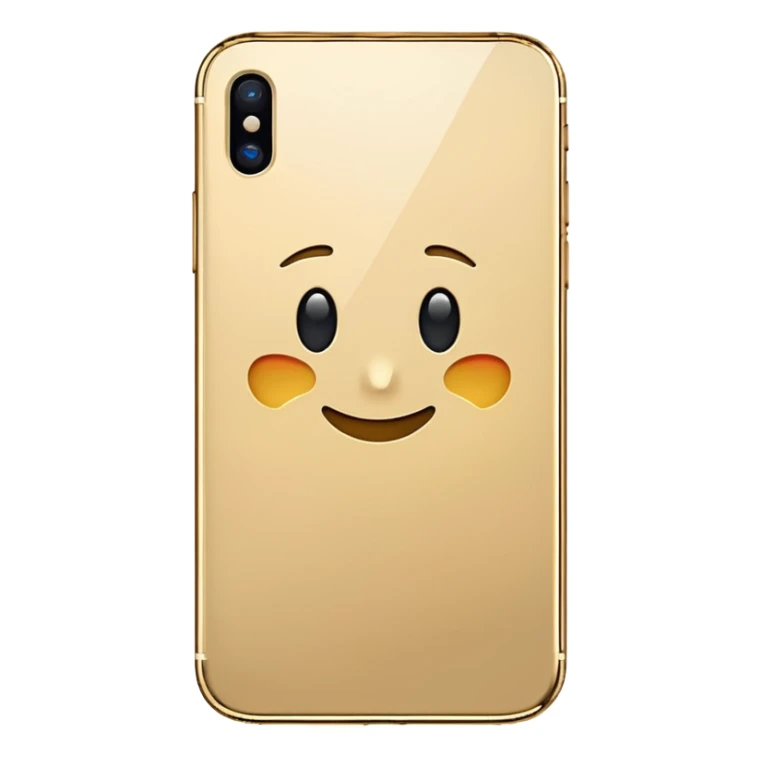 simple gold iPhone with a blank screen, apple emoji style sticker