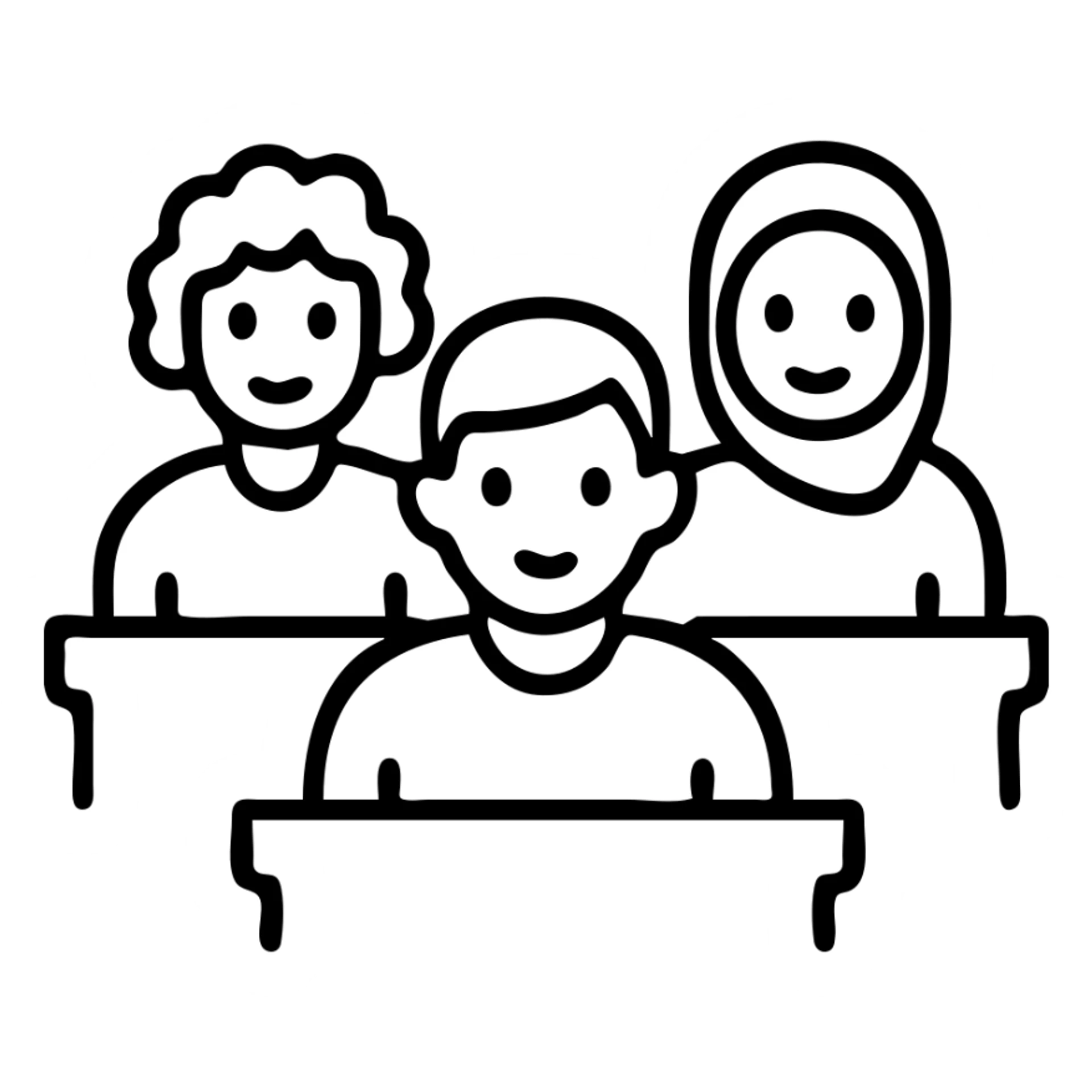 multicultural class of students, classic look, green gold and white color scheme, elegant lines, decorative details sticker