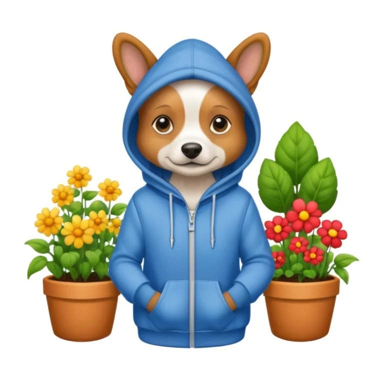 dog in a hoodie, garden background sticker