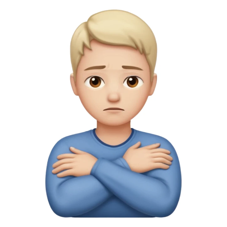 person with arms crossed holding their neck worried expression emoji sticker