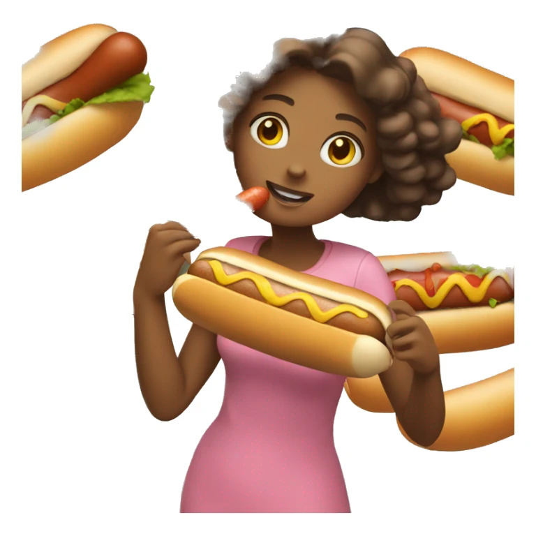Girl eating hot dog  sticker