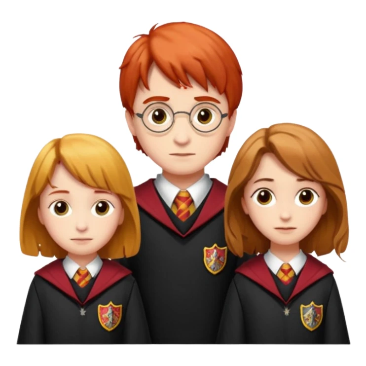 harry potter, ronald weasley and hermione granger in gryfinndor uniform sticker
