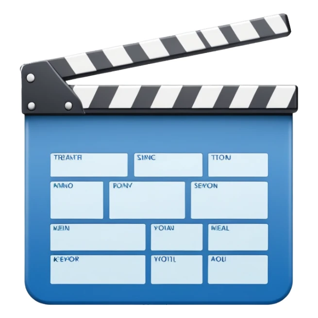 basic movie slate in blue and white, clean lines and simple design sticker