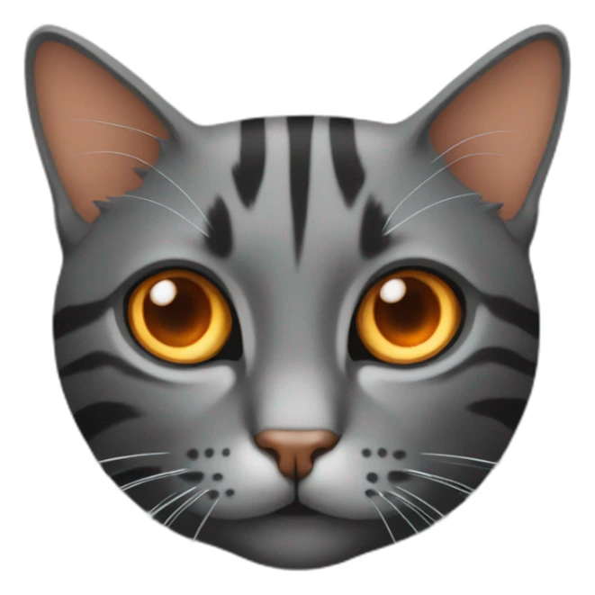 Cat dark grey with stripes and with orange eyes and sticker
