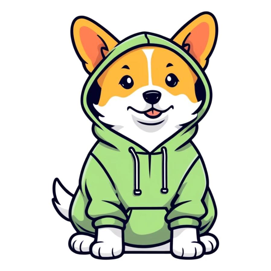Dog wearing a hoodie sticker