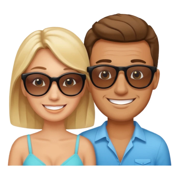 A white woman and man on their honeymoon sticker