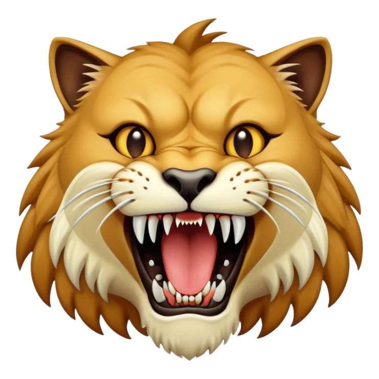 saber-toothed cat with gigantic canine teeth four times longer than its entire body, extremely exaggerated fangs sticker