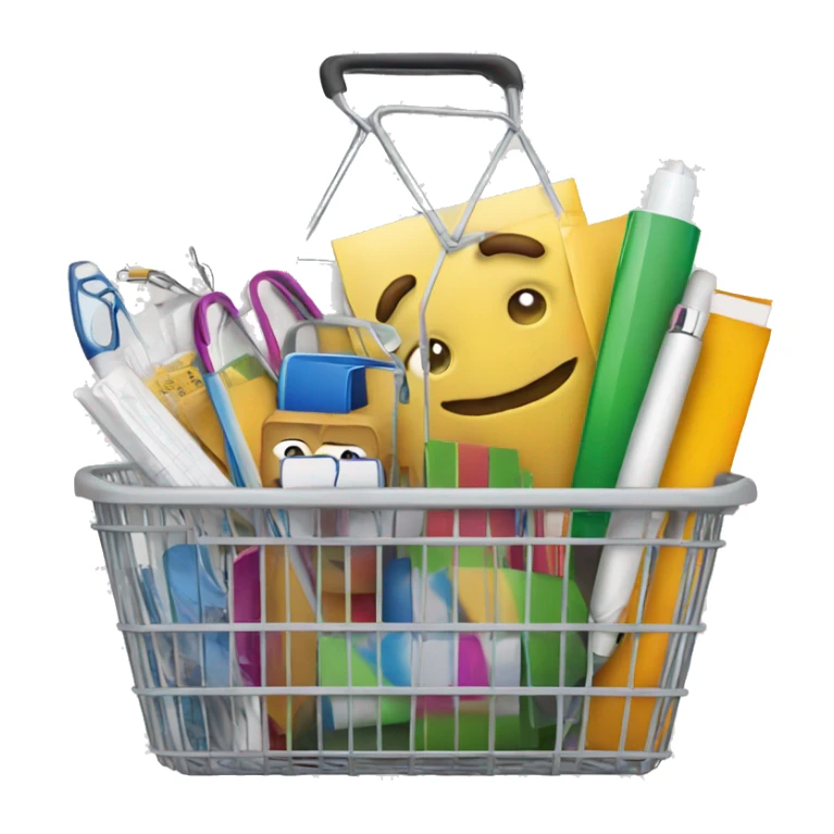shopping basket full of office supplies sticker