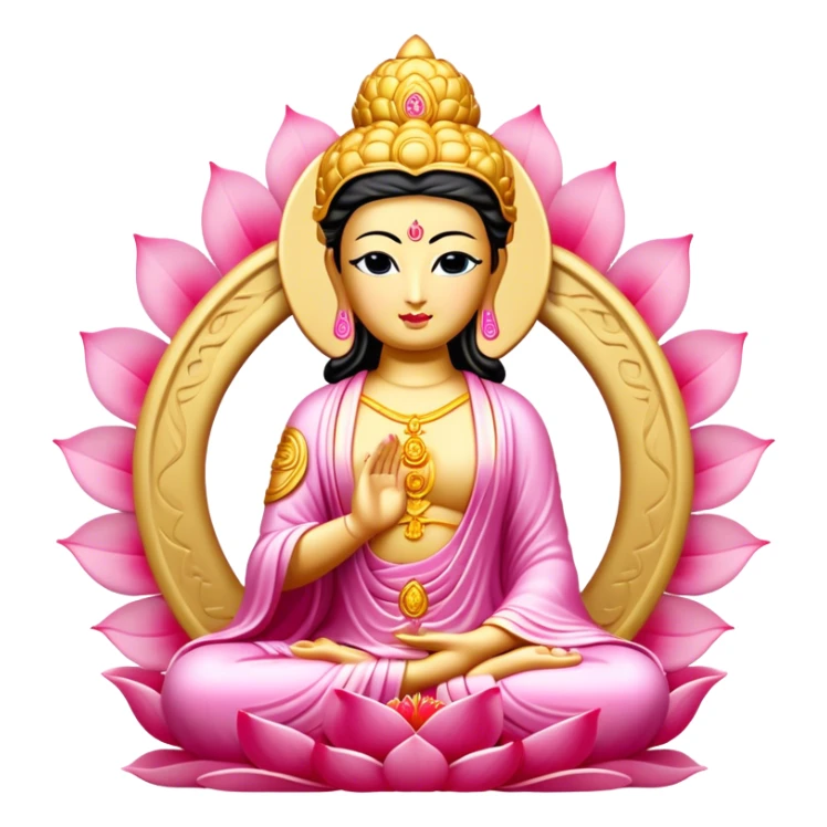 kuan yin buddha gold pink sticker