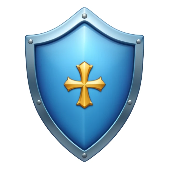 shield with a tick mark in the center all in blue-ish color sticker