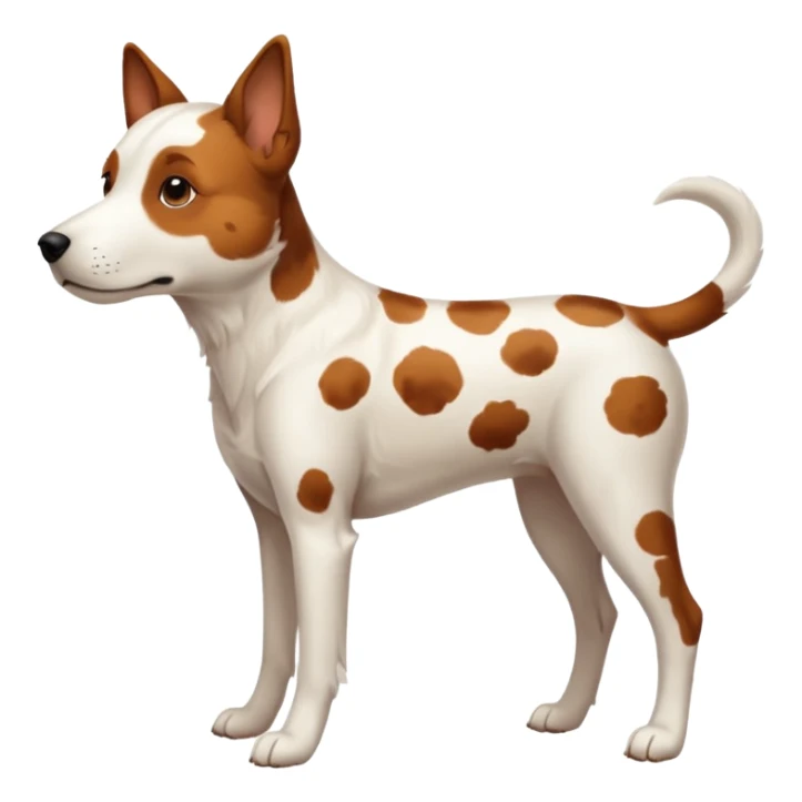 White dog with brown spots with only three legs, from the side  sticker